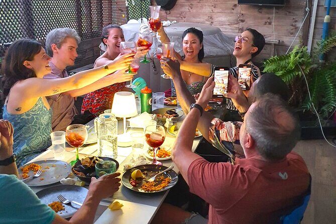 Madrid: Paella & Sangria Classes- Seafood, Chicken & Vegan option - Lunch in the Air-Conditioned Room, Then Liquors at the End
