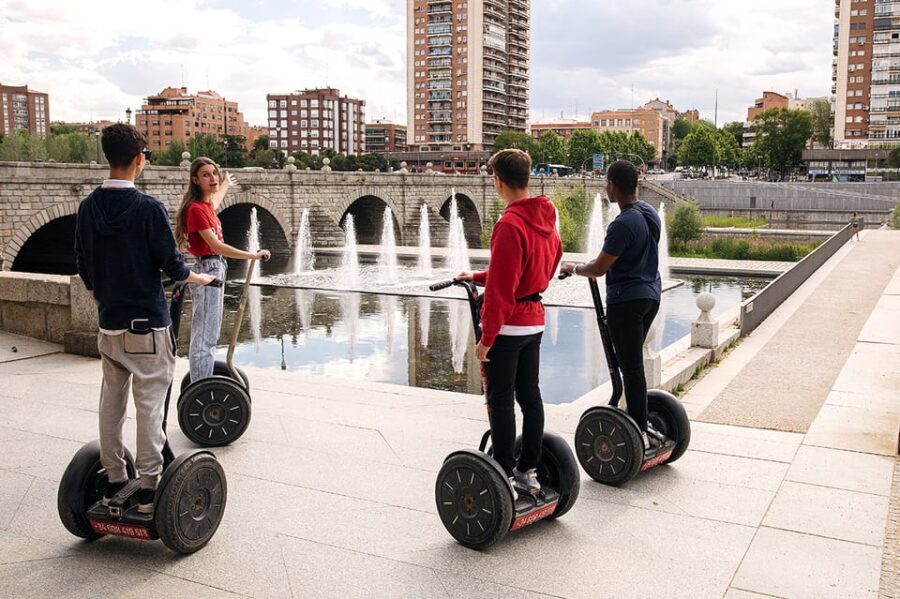 Madrid River Segway Tour - Returning through Puerta de Toledo, with San Francisco el Grande in the mix
