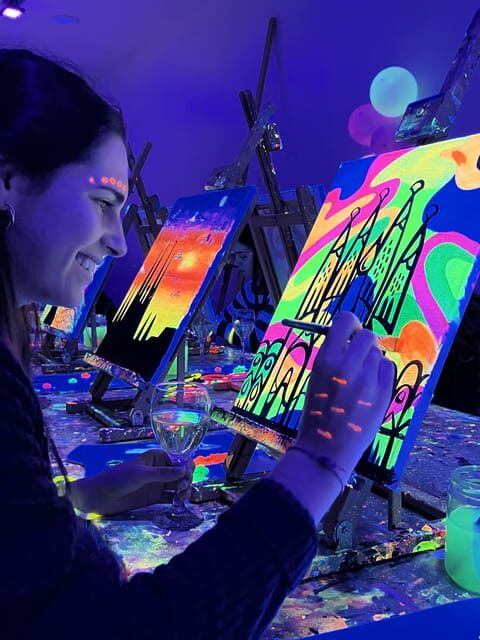 Madrid: Wine Gogh Glow Academy Paint and Sip Classes - The Painting Lesson That Actually Builds Skill (Not Just a Finished Product)